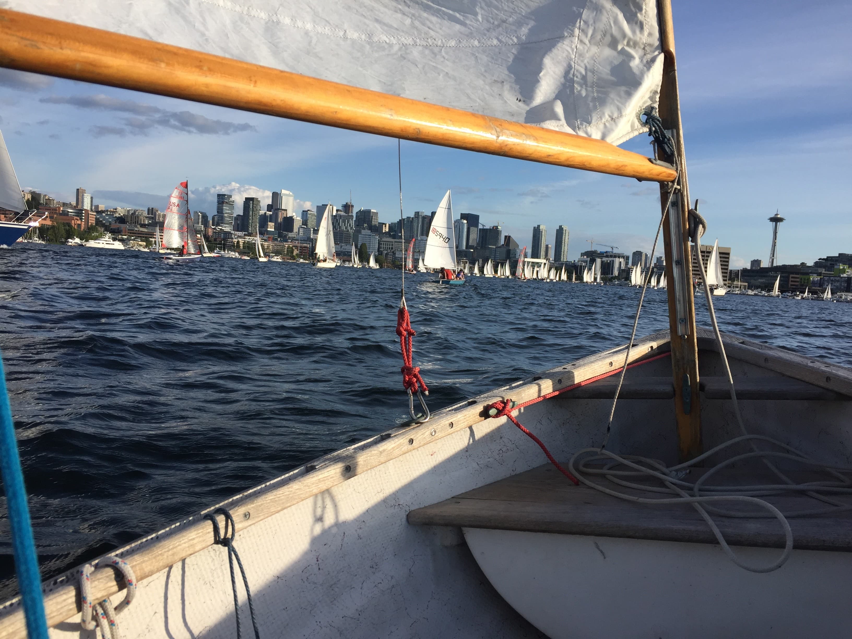 Seattle Duck Dodge Sailboat Race in a Minto on July 16, 2019